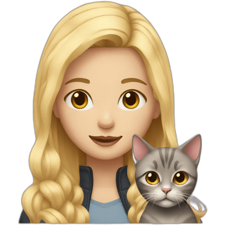 blonde-haired girl with a cat emoji