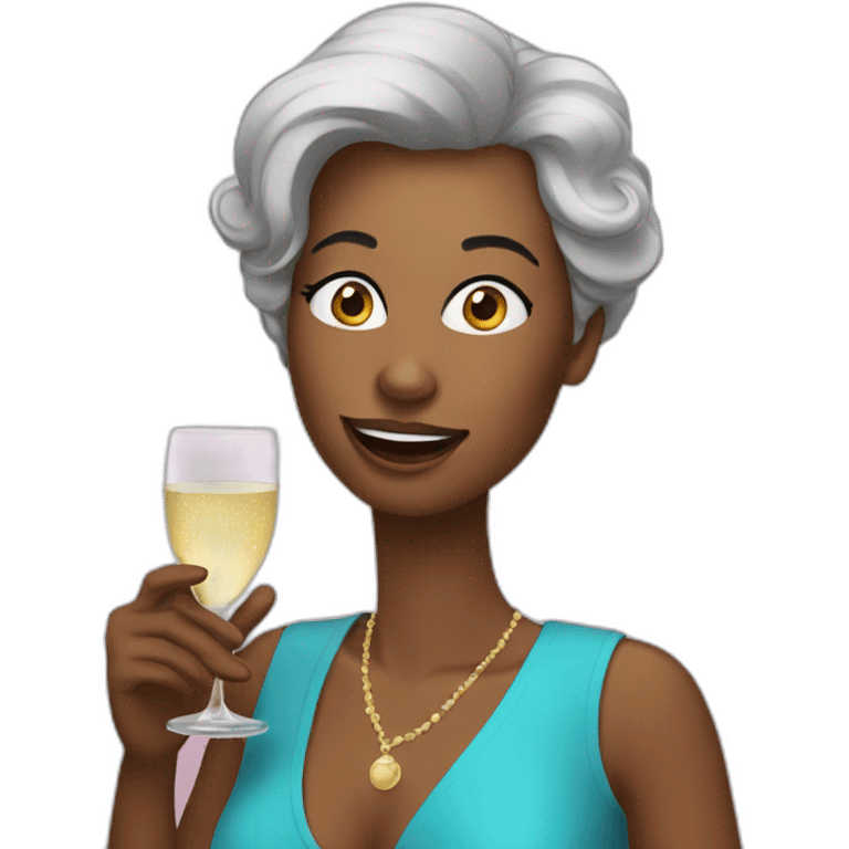 Funny woman drinks champagne emoji