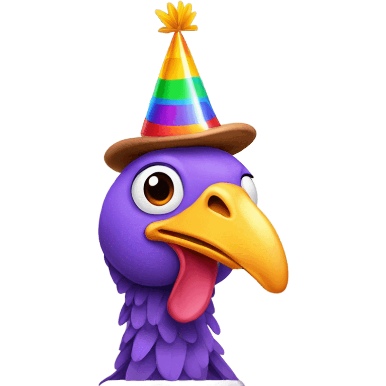 turkey with a birthday hat emoji