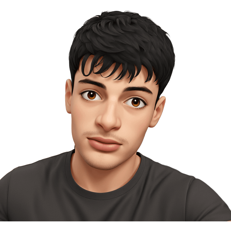 realistic portrait of black-haired boy emoji