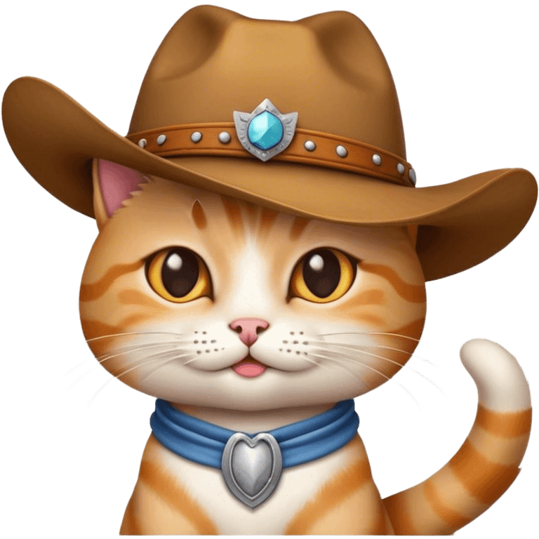 cat with a cowboy hat being flirty emoji