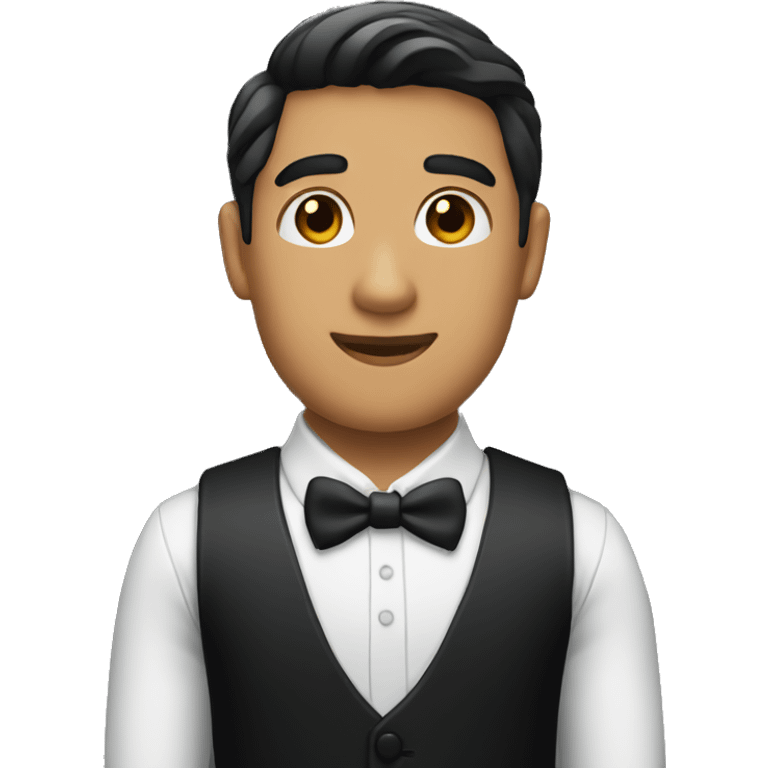 Bartender with black shirt and long black tie with no white shirt emoji