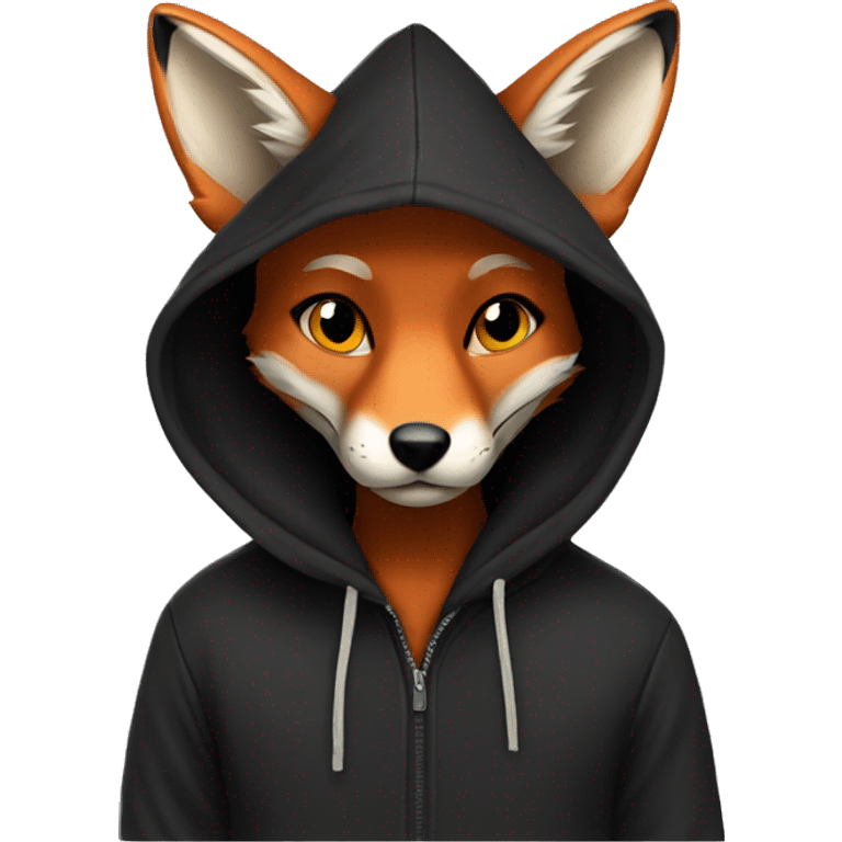 Fox wearing black hoodie  emoji