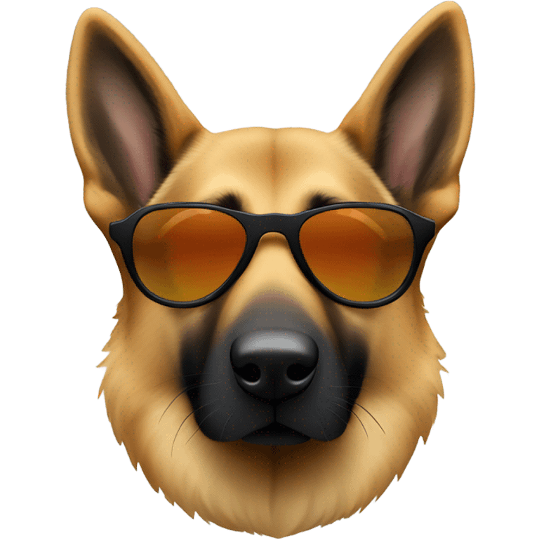 German Shepherd wearing sunglasses emoji