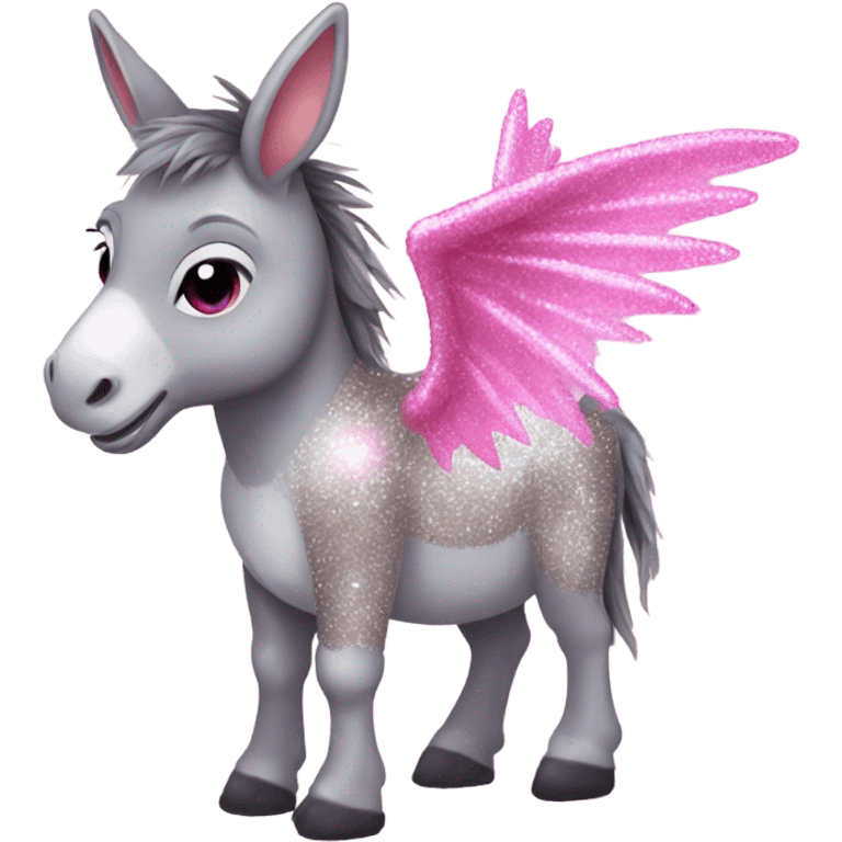 cute Donkey with pink glitter  dragon wings emoji