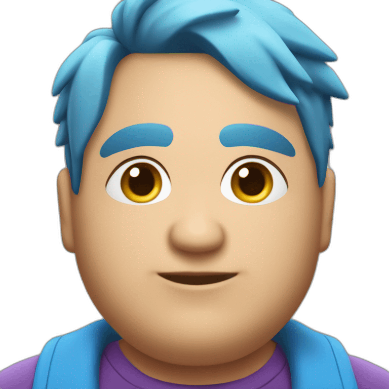 Middle-aged fat lesbian Chilean very short spiky bright blue hair emoji