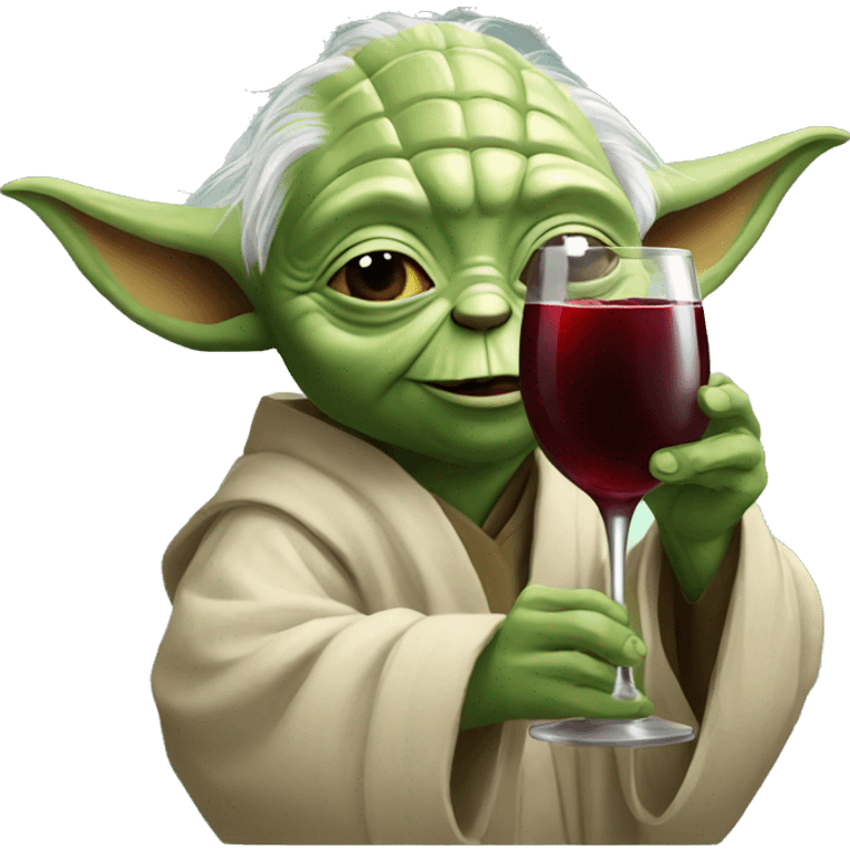 happy yoda drinking red wine emoji