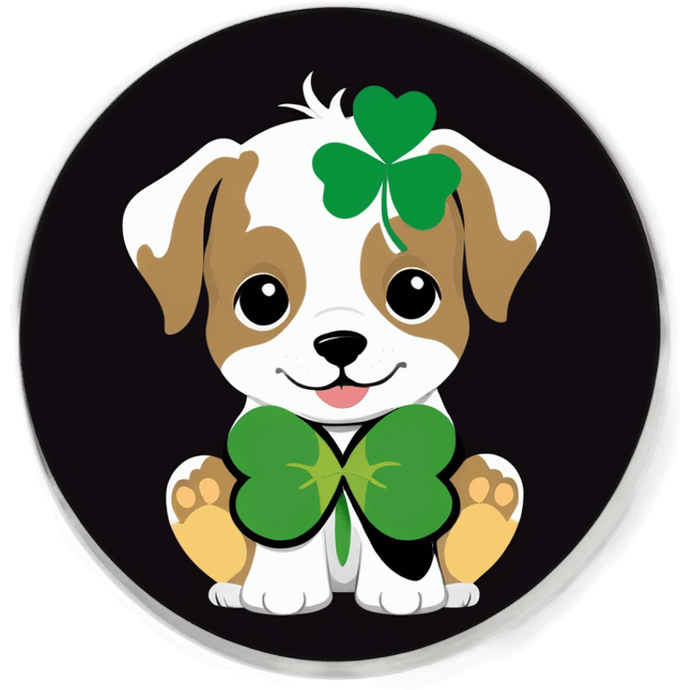 Dog holding a four leaf clover￼￼￼ emoji