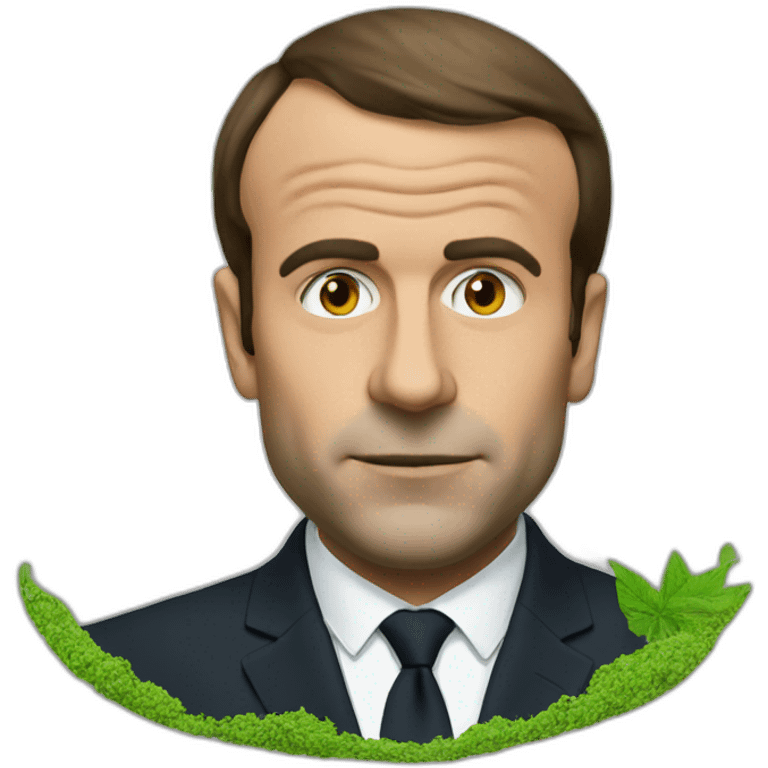 Macron face with weed emoji