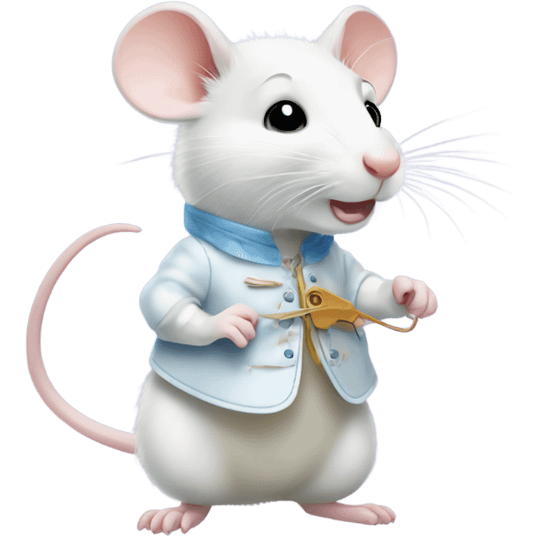 Cinderella's white rat standing use clothes and grab a sewing kit emoji