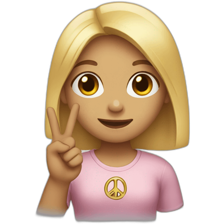 girl holding up peace sign emoji