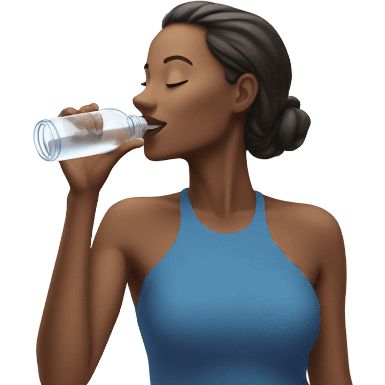 Woman drinking with a smart water bottle emoji