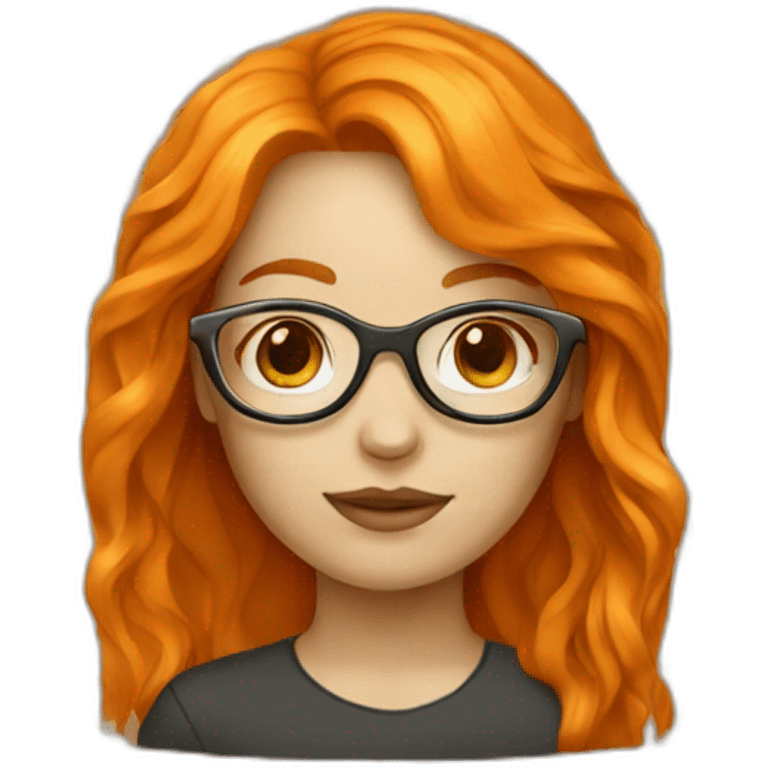 girl with orange hair white skin golden glasses emoji