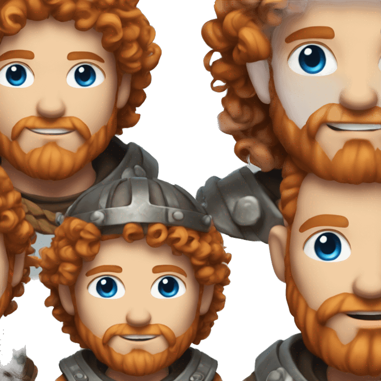 35 year old viking, male, curly red hair, blue eyes, pale emoji