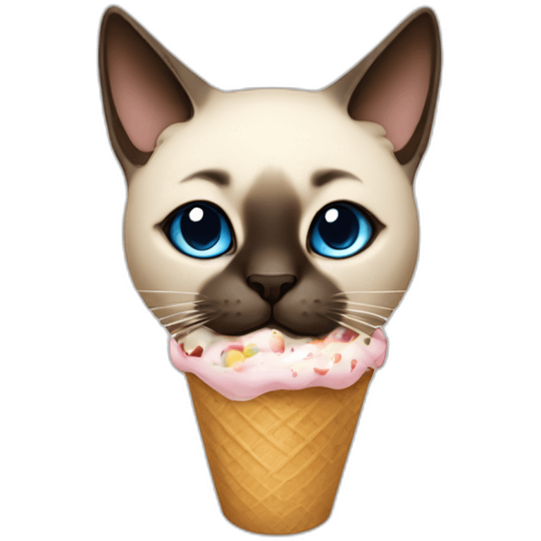 Siamese cat eating ice cream emoji