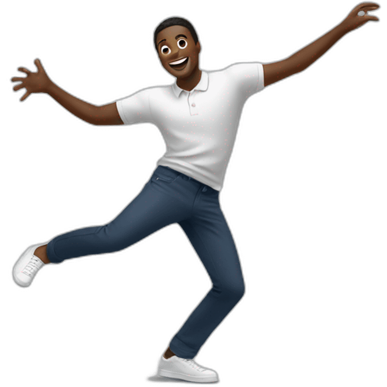 Black guy dancing using lacoste emoji