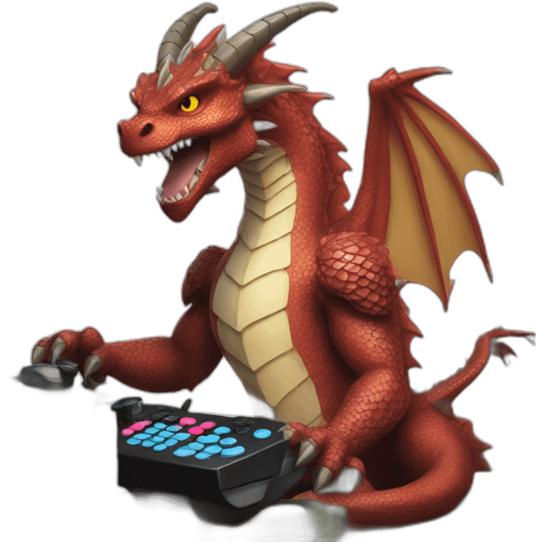 A dragon who play video games emoji