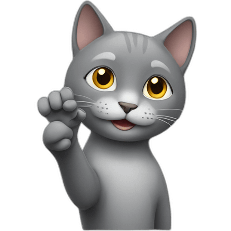 grey cat with hand is ok emoji