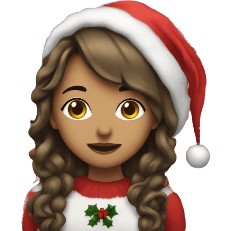 Girls kissing in Christmas attire emoji