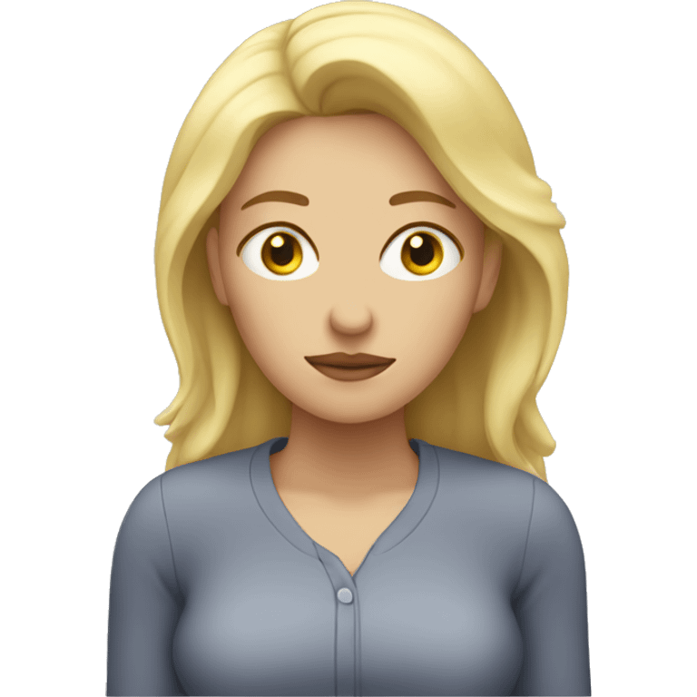 tired blonde woman with falls down away emoji