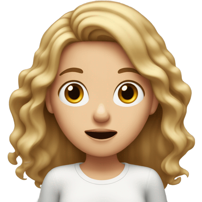 shocked long wavy brown-hair white girl  emoji