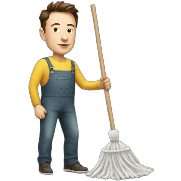 Elon Musk holds a mop in his hands emoji