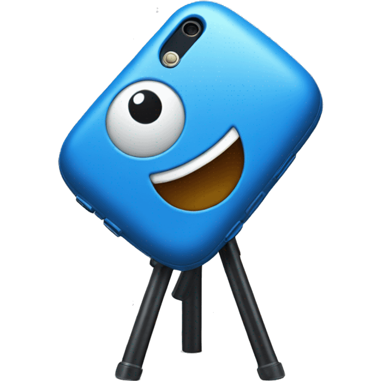 The blue phone stands on a tripod emoji