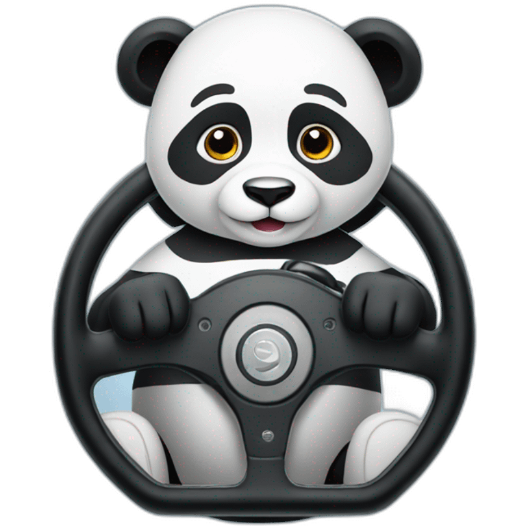 panda racer holding steering wheel emoji