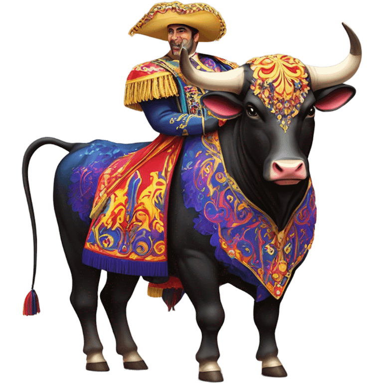 fancy Big bull and Spanish matador flaunting. emoji