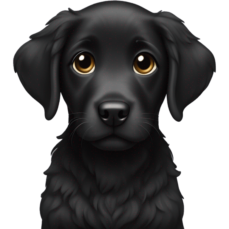 Black labrador puppy with a long curly fur emoji