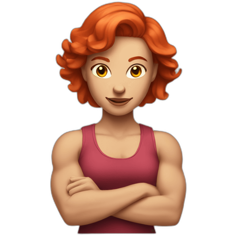 white woman with red hair flexing muscle emoji