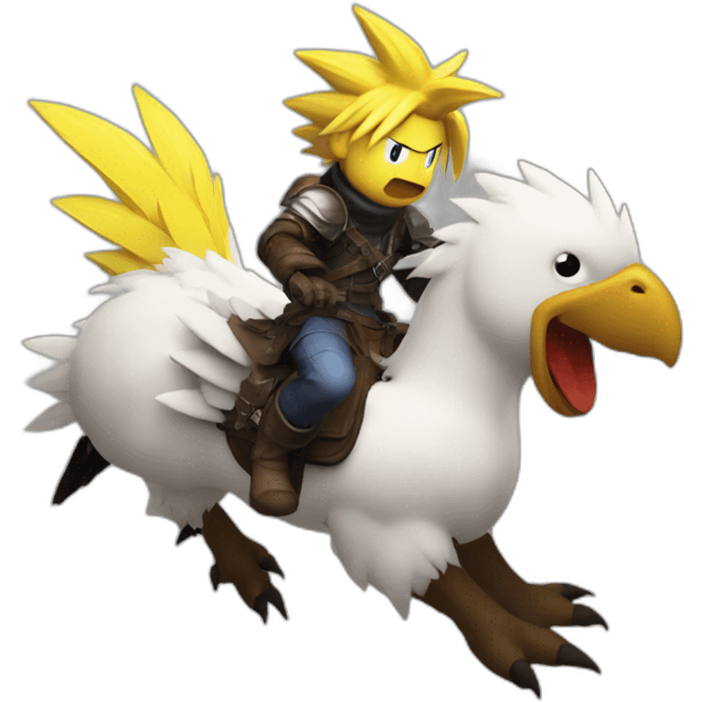 Cloud strife riding a chocobo emoji