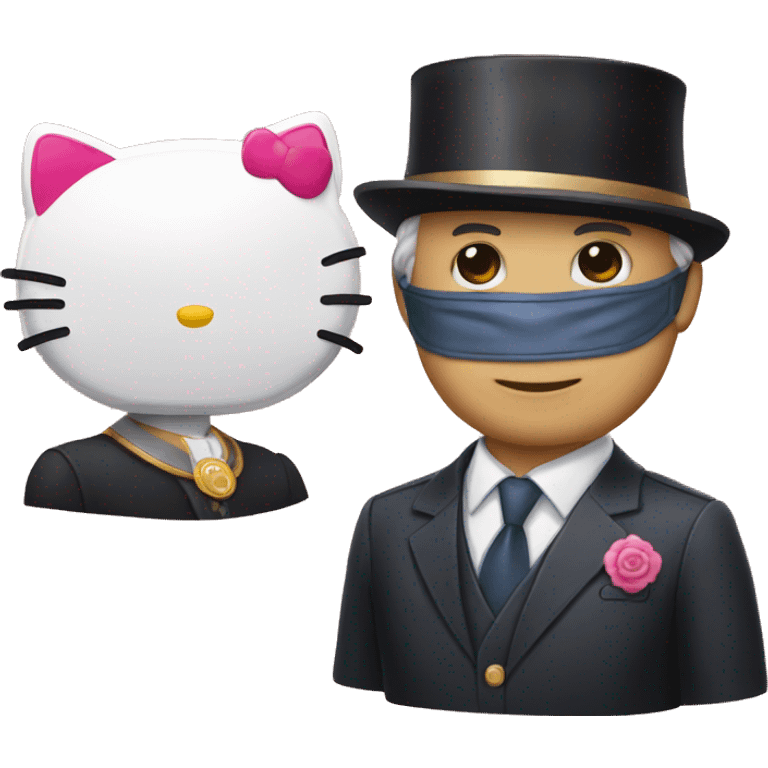 Hello Kitty avec un masque de ministre emoji