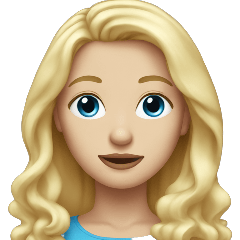 Woman long blond hair and Blue eyes emoji