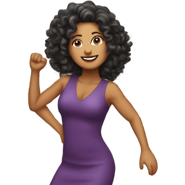 Hispanic 48 year old women with curly hair dancing at a bar emoji