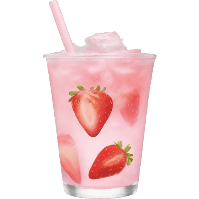 Pastel pink mojito strawberry  emoji