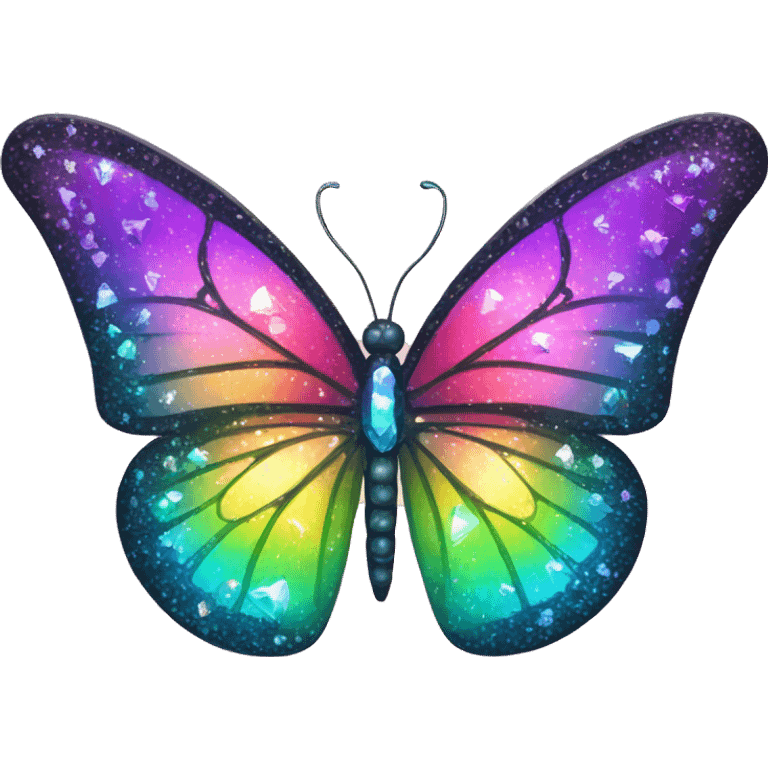 One Shiny-Colorful-Sparkly-Rainbow-Gradient-Crystal-Gem-Butterfly-Crystal-Fly emoji