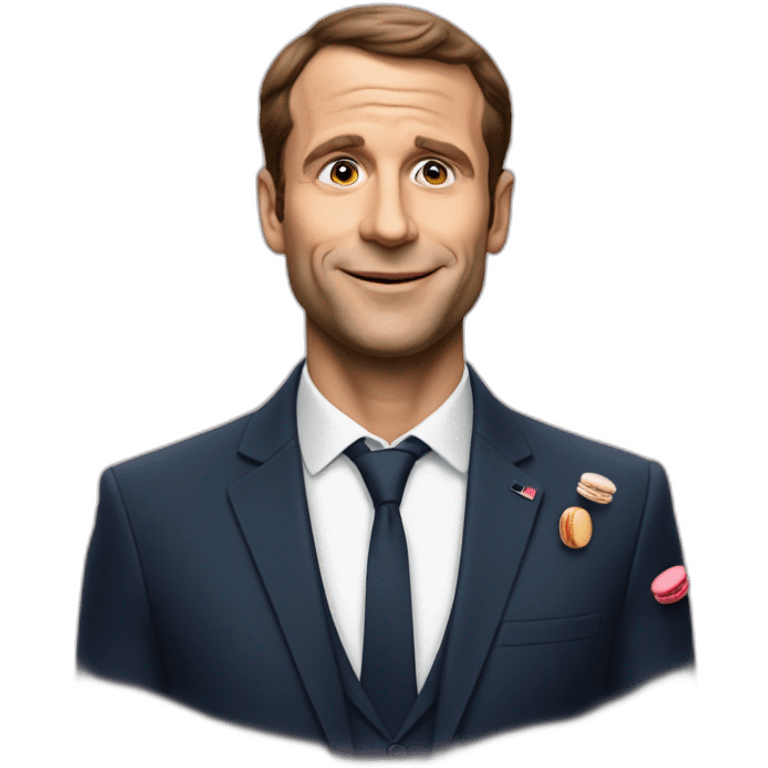 Macron avec des macarons emoji