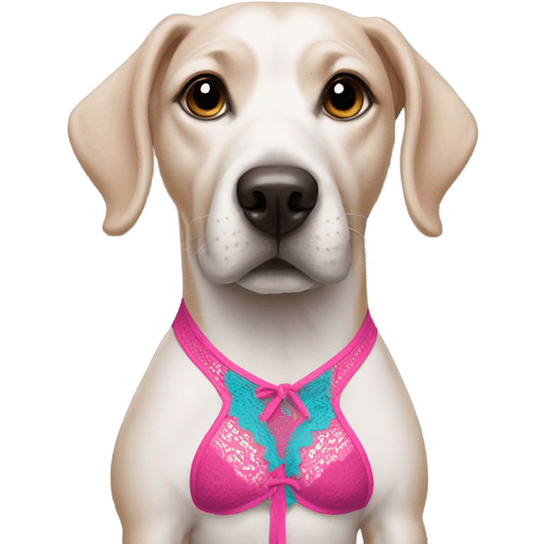 A dog wearing a bra emoji