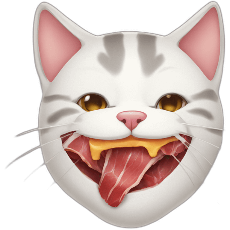 Cat eat big meat emoji