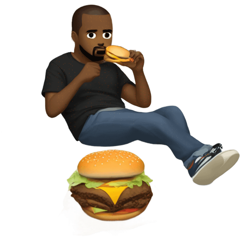 Kanye west eating hamburger while in bed emoji