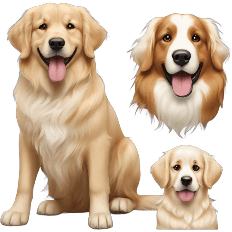 English cream golden retriever and Bernese mountain dog emoji