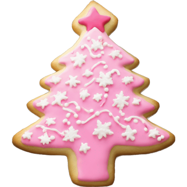 a pink christmas tree sugar cookie emoji