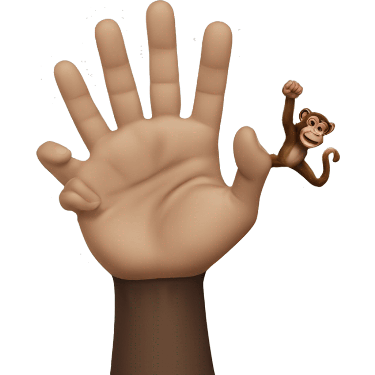 A human hand shaking a monkeys paw, closeup emoji emoji