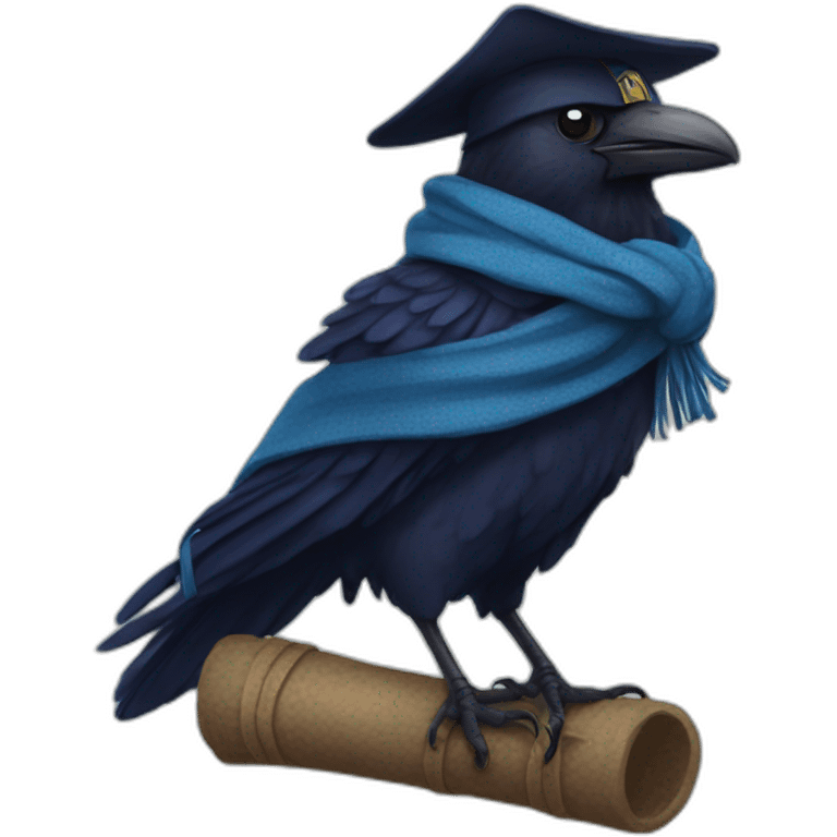 Ravenclaw raven with scarf hogwarts emoji