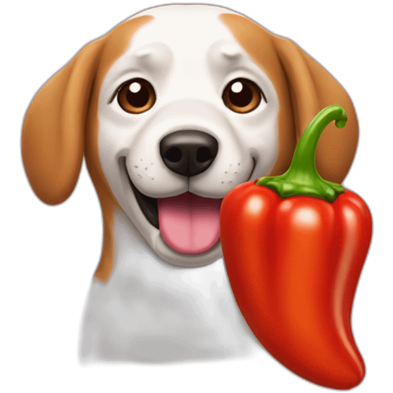 Chili the dog with a pepper emoji