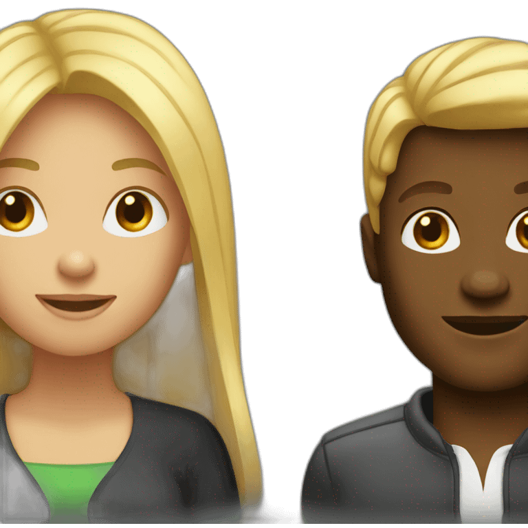 Blond woman balck guy emoji