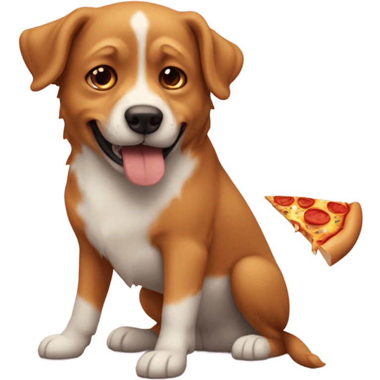 Cachorro comendo pizza emoji