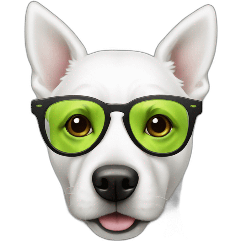 white dog with lime glasses emoji