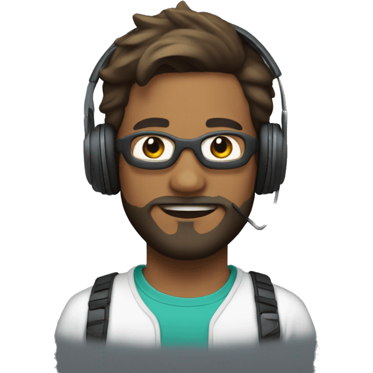 28 year old boy with beard and wearing a goggle and a headphone emoji